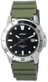 Produktbild: Casio Grün Harzarmband Schwarz Zifferblatt Leuchtzeiger MTP-VD01-3E Herrenuhr