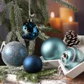 Produktbild: Christbaumkugel Weihnachtskugel Glas glänzend matt glitzernd 12 St. (Blau Dunkelblau)