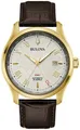 Produktbild: Bulova Klassische Wilton GMT Automatikuhr mit braunem Lederband, 43 mm, 97B210