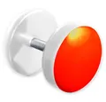 Produktbild: viva-adorno Fake-Ear-Plug 1 Stück Ohrstecker Edelstahl Acryl weiß mit farbig emaillierter Front