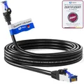 Produktbild: hb-digital 7,5m CAT 6a Outdoor LAN Kabel Netzwerkkabel Patchkabel IP66 - GHMT Zertifiziert - RJ45 Ethernet S/FTP PiMF 10 Gbit/s AWG 27/7 für Außen- & Innenbereich wasserdicht - Schwarz