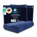 Produktbild: casimum Jersey Kissenbezug aus Baumwolle für Nackenstützkissen mit Reißverschluss - Abnehmbarer Schonbezug Kopfkissen 60x30 cm, blau, 2-Pack