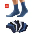 Produktbild: Basicsocken H.I.S, Damen, Gr. 35-38, blau (2x schwarz, 2x blau, 2x blau, meliert, 2x jeans, meliert, 2x weiß), Baumwollmischung, unifarben, elastisch, Socken, mit eingestrickten Symbolen
