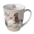 Produktbild: Tasse 10cm Porzellan mit Hunde Motiv - 0,4L Keramiktasse Porzellangeschirr - Kaffeetasse Teetasse Kakaotasse - Tassen & Becher Tiermotiv für Hundefans - Porzellantasse Hundetasse Braun