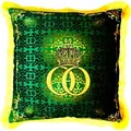 Produktbild: Harald Glööckler Luxus Deko Kissen Pompöös by Casa Padrino Barock Muster Grün / Gold 50 x 50 cm - Glööckler Kissen mit Glitzersteinen