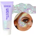 Produktbild: Prreal Body Glitter gel 50ml, Mermaid Sequins Liquid Gel kit, Long-Lasting Glitter Chunky Powder For Festival Masquerade Birthday Makeup#White