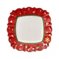 Produktbild: Villeroy & Boch Toys Delight Speiseteller eckig, festlicher Speiseteller für jeden Anlass, Premium Porzellan, rot, bunt, mikrowellensicher