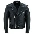 Produktbild: BOHMBERG Lederjacke Herren Retro Biker Highway aus echtem Vollleder Schwarz XL