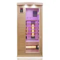 Produktbild: Dewello® Infrarotkabine Infrarotsauna Pierson 90x90 für 1 Person aus Hemlock Holz mit Vollspektrumstrahler, Bodenstrahler, LED-Farblicht, Bluetooth, FM,MP3,USB