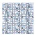 Produktbild: Mosani Mosaikfliesen Glasmosaik Mosaik Retro Holz Optik grau pastell blau hell
