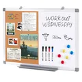 Produktbild: Swansea Whiteboard Magnettafel und Pinnwand Kork mit Aluminiumrahmen für Wohn...