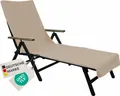 Produktbild: NYVI Frottee Schonbezug für Gartenliege NYVISpa 75x200 cm Beige - Hygiene Liegestuhlauflage für Sonnenliegen Strandliegen - Handtuch Bezug - 100