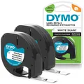 Produktbild: DYMO Original LetraTag Etikettenband | schwarz auf weiß | 12 mm x 4 m | selbstklebendes Kunststoff Schriftband| für LetraTag-Beschriftungsgerät | 2 Etikettenkassetten