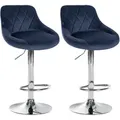 Produktbild: Clp - 2er Set Barhocker Lazio Samt Blau Chrom