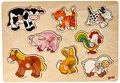 Produktbild: goki 57873 Steckpuzzle Bauernhof VII, 30 x 21 cm – Holzpuzzle mit 8 bunten Bauernhoftieren und großen Greifknöpfen