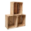 Produktbild: Holzkisten Obstkisten Weinkisten ApfelkistenVintage 3er Set 50 x 40 x 30cm Natur