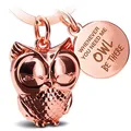 Produktbild: FABACH Eule Schlüsselanhänger Owly mit Gravur - Süßer Schlüsselanhänger Eule - Freundschaft und Liebe Glücksbringer aus Metall für Frauen in Rosegold - Whenever you need me owl be there