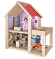 Produktbild: Eichhorn 100002501 - Puppenhaus fertig montiert inklusive 2 Puppen und Möbeln, 9-TLG., 22,5x36x41cm, Buchenholz