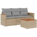 Produktbild: vidaXL 4-tlg. Garten-Sofagarnitur mit Kissen Beigemischung Poly Rattan - Beige