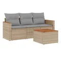 Produktbild: vidaXL Gartenlounge-Set 4-tlg. Garten-Sofagarnitur mit Kissen Beigemischung Poly Rattan, (1-tlg)