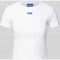 Produktbild: Hugo Blue Cropped T-Shirt mit Label-Detail in Weiss, Größe M