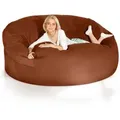 Produktbild: Green Bean Sitzsack Riesen-Sitzsack Jumbo XXL Velours (Riesensitzsack mit Memory-Schaum Flockenfüllung, Made in Germany - in 5 Größen (3ft - 7ft), Hülle abnehmbar mit Reißerschluss braun|grau 180 cm x 120 cm x 180 cm