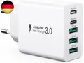 Produktbild: USB C Ladegerät 50W, 5 Ports Mehrfach Stecker mit?2 USB-C und 3 USB-A?, 50W