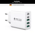 Produktbild: USB C Ladegerät 50W 5 Ports mit 2 USB-C und 3 USB-A Fast Charge
