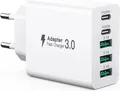 Produktbild: USB C Ladegerät 50W, 5 Ports Mehrfach Stecker mit?2 USB-C und 3 USB-A?, 50W