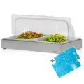 Produktbild: Mahlzeit Kühl Servierplatte | 54 x 34 x 24,5 cm | 2x GN 1/2 Kühlplatte mit Haube, System Kühlschale mit Kühlakku | Frischhalteplatte, Servierhaube mit 2 Kühlakkus | Catering Platte, Buffetvitrine