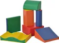 Produktbild: HOMCOM 7-tlg. Softbausteine, Bausteinset, Schaumstoffbausteine zum Toben & Klettern, Riesenbausteine, weiche Bauklötze für Kinderzimmer und Kindergarten, Kunstleder, Bunt