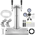 Produktbild: Vevor Kegerator-Turm-Kit, Bier-Umrüstsatz mit zwei Zapfhähnen, Bier-Turmspender aus Edelstahl mit Doppelmessgerät W21.8-Regler und