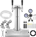 Produktbild: VEVOR Kegerator-Turm-Kit, Bier-Umrüstsatz mit zwei Zapfhähnen, Bier-Turmspender aus Edelstahl mit Doppelmessgerät W21.8-Regler und A-System-Fasskupplung, Bier-Tropfschale für Partys zu Hause