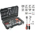Produktbild: Yato Werkzeugkoffer Set 216tlg Ratschen Steckschlüssel 1/4' 1/2' 3/8' Langnüsse