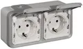 Produktbild: Legrand 069742 Steckdose SL 2-fach waagerecht IP44 Feuchtraum Aufputz Plexo grau