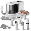 Produktbild: Haustier Pflegeset weiß, 6 in 1 Multifunktion Schermaschine, Tierhaarschneidemaschine mit Staubsauger, Pflege Paket für glänzendes Fell - Fudajo