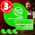 Produktbild: 3x RedOne Matte Hair Wax Green 150 ml – Starker Halt & Matt-Finish Haarwachs
