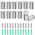 Produktbild: 12 Sätze 19 x 26mm Edelstahl Wand Abstandshalter Plexiglas Schilderhalter Werbeschraube Nagel Glas Abstandshalter Wandabstandshalter Schilder(Silber)