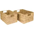 Produktbild: Aufbewahrungskorb, faltbarer Korb geflochten aus Wasserhyazinthe Seegras, 2er Set, Größe m + l - HMF