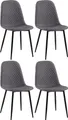 Produktbild: CLP 4er Set Stühle Giverny mit Ziernähten,dunkelgrau Stoff