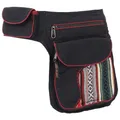 Produktbild: GURU SHOP Stoff Sidebag, Bauchtasche, Goa Gürteltasche - Schwarz/rot, Unisex - Erwachsene, Baumwolle, 25x15x8 cm