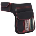 Produktbild: Stoff Sidebag,  Bauchtasche, Goa Gürteltasche - schwarz/rot - 25*15*8 cm