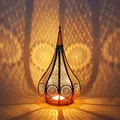 Produktbild: Orientalische Laterne aus Metall Ezana Gold 36cm | Marokkanische Gartenlaterne für draußen oder innen | Marokkanisches Orientalisches Windlicht Gartenwindlicht hängend oder zum hinstellen