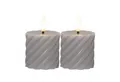 Produktbild: STAR TRADING LED-Kerze LED Stumpenkerze Swirl Echtwachs gedreht H: 7,5cm Timer grau 2er Set (2-tlg)