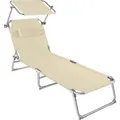 Produktbild: tectake Gartenliege, Beige, Kunststoff, 68x65x190 cm, Gartenmöbel, Gartenliegen