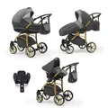 Produktbild: Elcar Kinderwagen-Set 5 in 1 Neo Gold inkl. Sportsitz, Autositz und Iso Base - 17 Teile - in Hellgrau-Grau-Gold