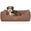 Produktbild: Knuffelwuff Hundebett Lotte aus Velours mit feinem Handwebcharakter M-L 85 x 63cm Lichtbraun