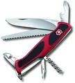 Produktbild: Victorinox Schweizer Taschenmesser, Ranger 55, Swiss Army Knife, Multitool, 12 Funktionen, Einhand-Feststellklinge, Dosenöffner, Rot/Schwarz