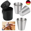 Produktbild: PERFETSELL 4 Stück Edelstahlbecher 30ml Klein Edelstahl Becher Schnaps