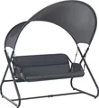 Produktbild: BELIANI Gartenschaukel Dunkelgrau Mesh Stahl mit Dach 3-Sitzer Modernes Design Hollywoodschaukel Outdoor Garten Terrasse